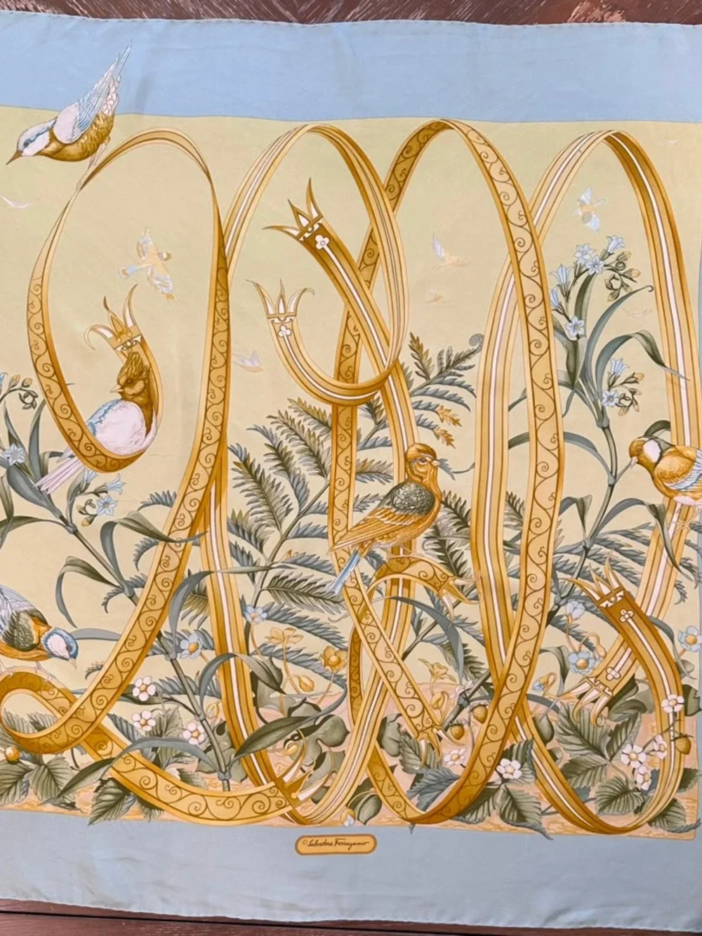 Salvatore Ferragamo Silk Scarf Blue